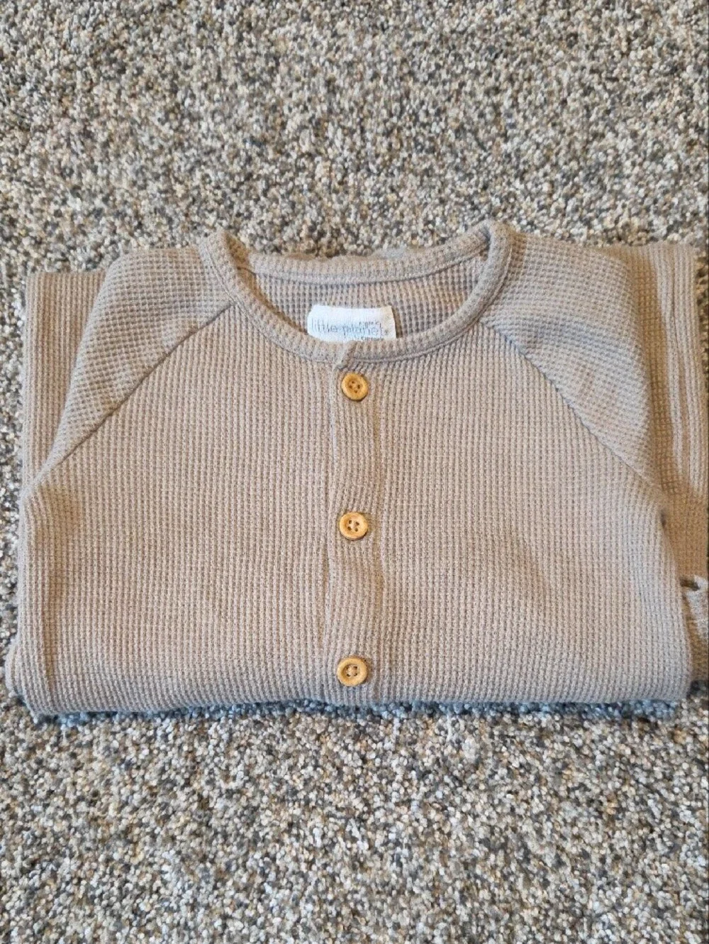 Little Planet Kids Long-Sleeve Waffle One-Piece Romper in Taupe